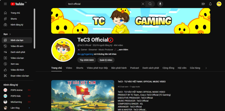 TeC3 Official - Từ YouTuber Minecraft TC Gaming đến tham vọng trở thành Producer Âm Nhạc TeC3 nổi tiếng